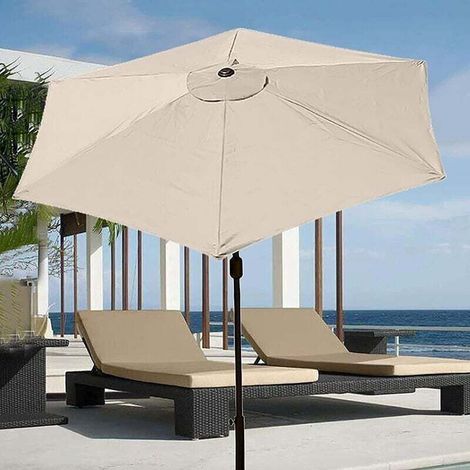 Housse de rechange pour parasol, 6 baleines, 2 m, imperméable, anti-UV, tissu de rechange, blanc crème--TRIMEC (1/3)