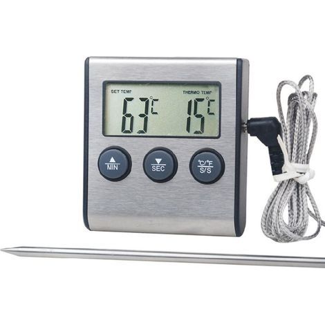 Thermomètre de cuisine numérique grand écran LCD, longue sonde pour Grill four, viande cuisson température alarme minuterie outil (1/5)