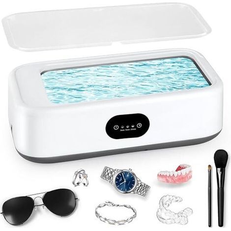 Nettoyeur ultrasonique 640 ml, 49 kHz, faible bruit, avec 3 minuteries numériques, pour bijoux, prothèses dentaires, montres, lunettes et têtes de rasage. (1/4)