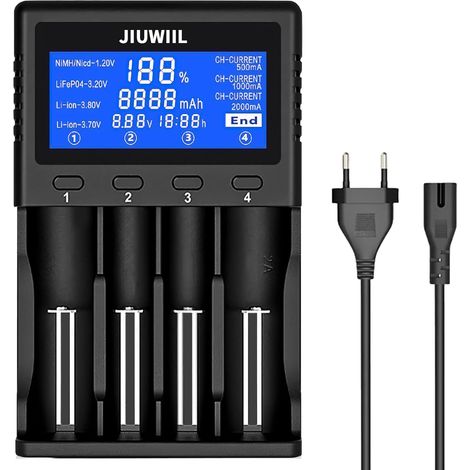 4 emplacements Chargeur de Batterie 18650 avec écran LCD  Chargeur Universel Rapide à pour Batteries Rechargeables Li-ion LiFePO4 26650 18650 16340 10440 14500 RCR123 (1/5)