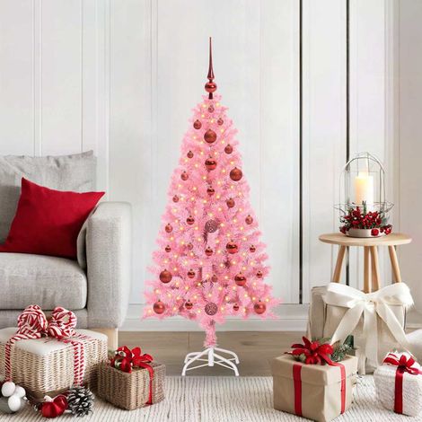 Weihnachtsbaum mit 150 LEDs mit Ständer Rosa 120 cm PVC