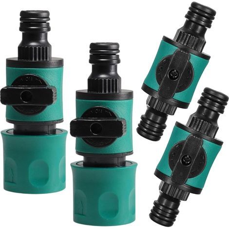 4-teiliger Gartenschlauchverbinder mit Regulierventil, 17-mm-Schnellkupplungen für 1/2-Zoll-Wasserschläuche, zum Bewässern von Rasenflächen und Waschen von Autos (1/5)