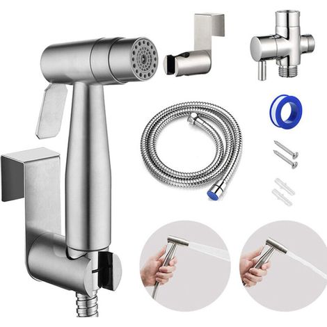 Kit Douchette wc,Pulvérisateur de toilette pour bidet,jet à deux fonctions, Pulvérisateur pour L'hygiène Personnelle Quotidienne, Jeu de Tuyaux Mural