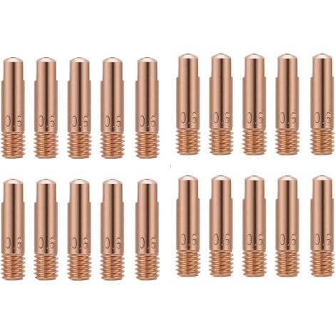 Puntas de contacto de soldadura de cobre 15AK, M6 x 24 mm, para antorchas de soldadura MIG/MAG 15AK. Accesorios y piezas de desgaste (0,6 mm). Paquete de 20 unidades. (1/5)