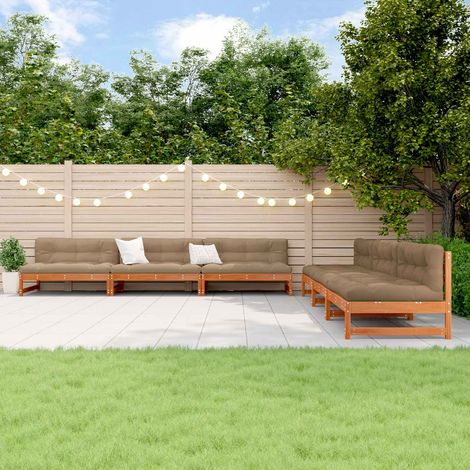 vidaXL Ensemble de salon de jardin 6 pcs Brun Ciré Pin massif (1/5)