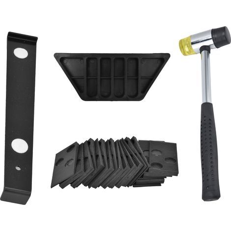 Kit d'installation de revêtement de sol, outil stratifié avec marteau en caoutchouc, barre de traction, bloc de taraudage, 20 entretoises (1/5)