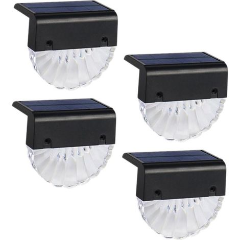 Lampes solaires extérieures pour terrasse, lampes pour marches en coquille, paquet de 4 (1/5)