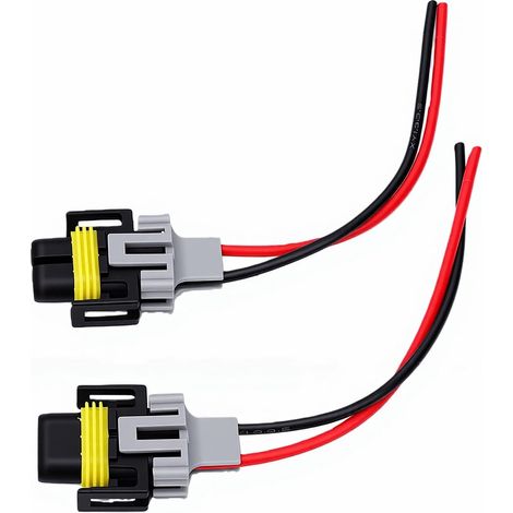Set of 2 Headlight Connectors for H8, H9, and H11 Bulbs, 12V Female Adapter, Wiring Harness with Nylon, Plastic, and Metal Construction for Low Beam Headlight Replacement (1/5)