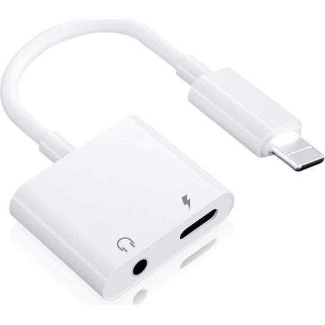 Adaptateur Casque pour iPhone 2 en 1 Lightning vers Jack 3,5 mm AUX Musique Casque câble de Charge dongle Splitter Prise Adaptateur, Compatible avec iPhone 14/13/12/11/XS/XR/8/ipad (1/5)