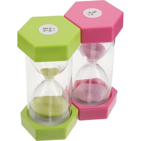 Minuteur Garçon et Filles 2pcs Sablier 5 15 en Verre Plastique (1/5)