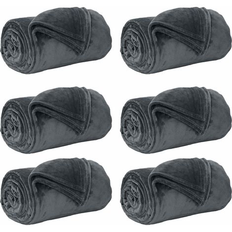 Wohndecken 6 pcs Dunkelgrau 130 x 150 cm Fleece vidaXL
