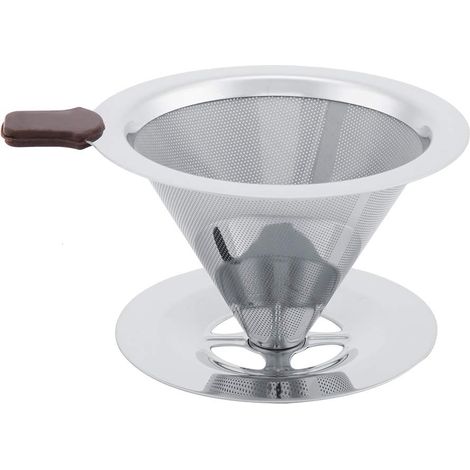 Filtro per caffè riutilizzabile e permanente in acciaio inox con doppia rete, facile da pulire, per macchine da caffè a goccia.
