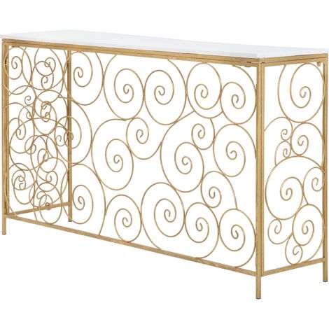 Consolle Goris, un Ripiano, Materiale Struttura in Marmo, Colore Ripiano Bianco, 140x36x82h cm Bianco