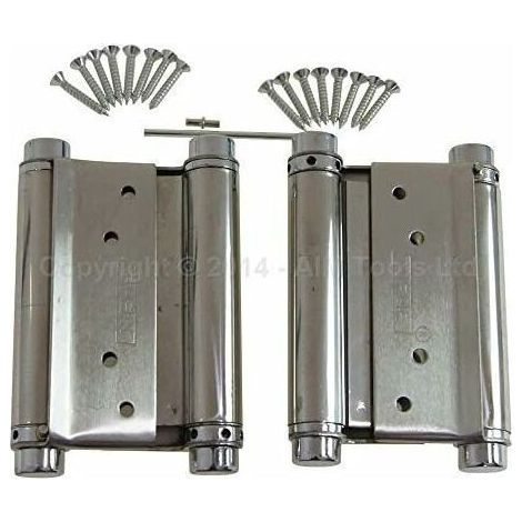 Doppelt wirkende Federscharniere, 7,6 cm, 75 mm, 1 Paar mit Schrauben, Edelstahl-Doppelschwingtürscharniere für Innen- und Außentüren von Cafés und Küchen, 54611030 (1/5)