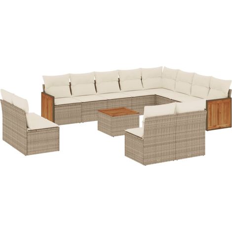 Maison Exclusive - Set Divano da Giardino 13 pz con Cuscini Beige in Polyrattan (1/3)