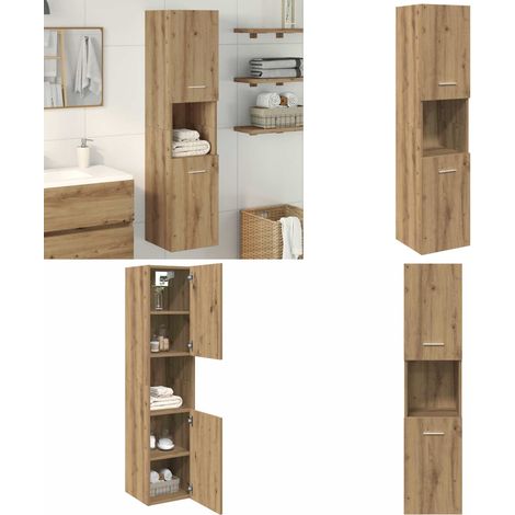 Armario pared baño madera ingeniería roble artisian 30x30x130cm - Armario pared baño - Armario de baño
