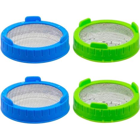 Couvercles en Germination, 4 Pièces Couvercle de Germes de Soja, Couverture de Germination des Graines, Acier Inoxydable pour La Plantation de Graines de Brocoli, de Luzerne,(Vert et Bleu) (1/5)