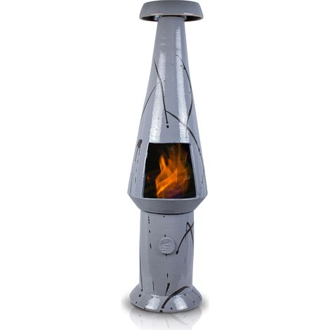 Camino a Bioetanolo da Pavimento in Ceramica 28x95 cm Albero Alto Grigio (1/5)