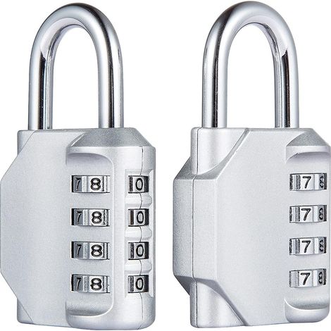 [Lot de 2] Cadenas à combinaison 4 chiffres, étanche, en métal plaqué. (1/5)