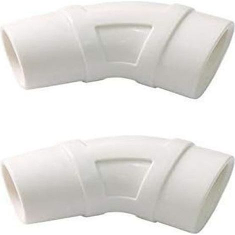 Adaptateur de tuyau coudé à 45 degrés (2 pièces) pour nettoyeurs de piscine W70244, W90146, R0532500, K12097 et AXV151, PVC, semi-flexible, 3,2 à 3,8 cm, anti-torsion, accessoires pour (1/4)