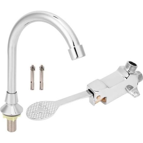 Robinet À Pédale - Cuivre Et Abs - Pour Cuisine Salle De Bain Toiletttes Publiques - 681 G (1/4)