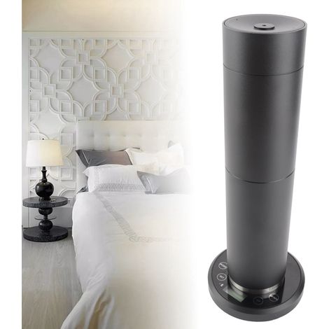 Diffusore di oli essenziali cilindrico da 120 ml in lega di alluminio nera con nebulizzazione, ideale per casa, spa e ufficio. (1/4)