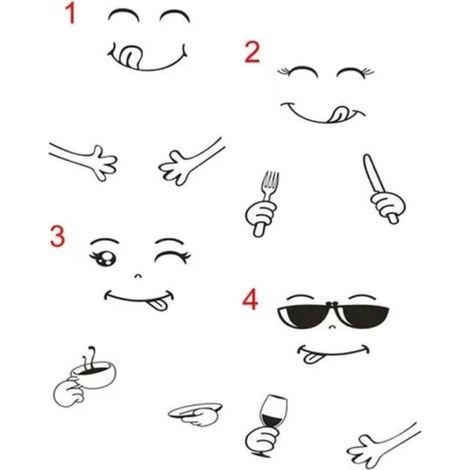 Autocollants pour réfrigérateur - Lot de 4 - Décorations amovibles - Adorables smileys (1/5)