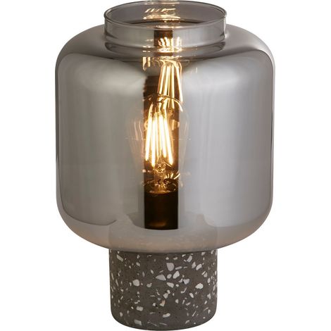 Searchlight Vessel Lampe de table avec base en terrazzo et verre fumé