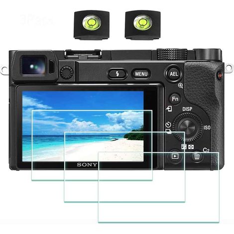 Protector de pantalla para Sony Alpha A6600 A6400 A6300 A6000 A6100 A5000 y funda con zapata, protector de vidrio templado óptico de 0,3 mm, dureza 9H - Paquete de 3 (1/5)