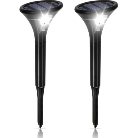 Lampe Solaire Extérieure Puissante, Eclairage Solaire Exterieur 2 Pack Etanche IP65 Lumière Sécurité Détecteur de Mouvement Spot Solaire Réglable pour Jardin, Maison, Cour, Allée, Chemin (blanc) (1/4)