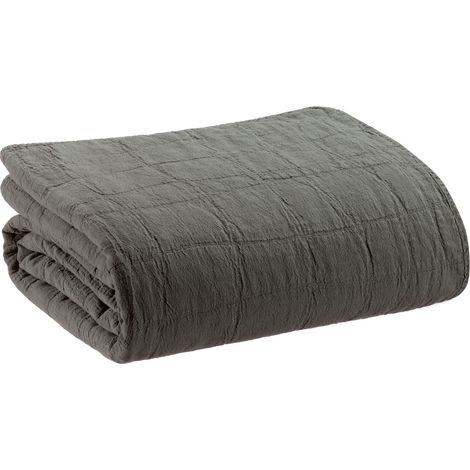VIVARAISE - Plaid gris en coton recyclé Vivaraise - 140 x 200 cm