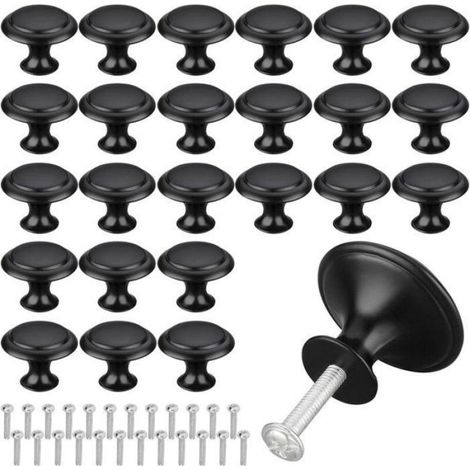 Poignée de tiroir noire (30 mm), boutons de meubles mats, pour armoire et cuisine (25 pièces), produit de haute qualité, (1/4)