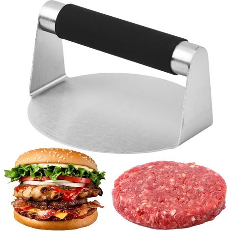 Prensa para hamburguesas con mango de silicona - Prensa para aplastar hamburguesas - Accesorios para barbacoa - Resistente al calor - Accesorios para barbacoa - Prensa para aplastar hamburguesas - Her (1/4)