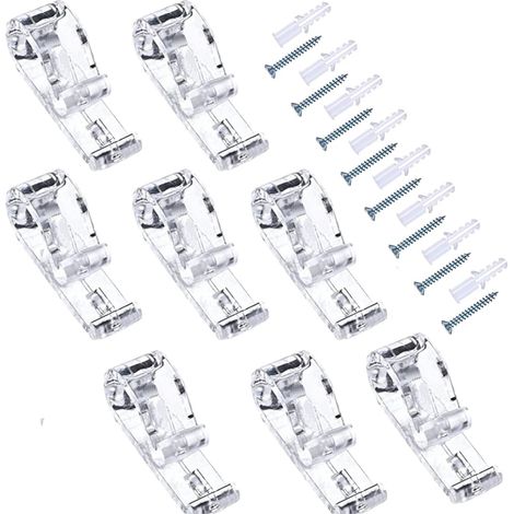 Lot de 8 clips de fixation transparents pour chaînettes de stores enrouleurs (type P), incluant crochets de guidage et dispositif de tension pour chaînes à billes, avec vis de fixation. (1/5)
