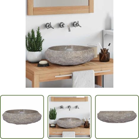 vidaXL Marmo per bagno -  Lavandino Grigio Ø40x12 cm in Marmo