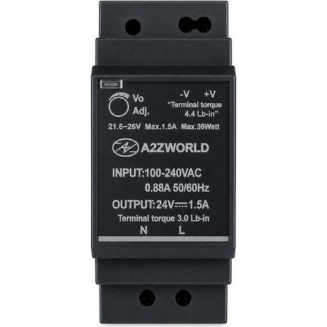 Alimentatore Trasformatore Da Guida Barra DIN 30W, 2 Moduli, Serie HDR-30, Disponibili DC 12V 24V (DC 24V)