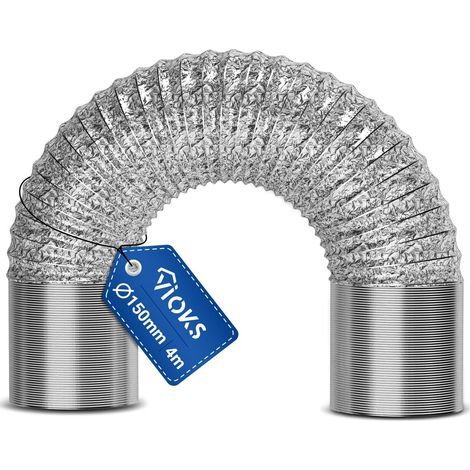 x 4m Flexible Aluminum Hose, 150mm Diameter, For Cooker Hood, Tumble Dryer, Air Conditioner (1/5)