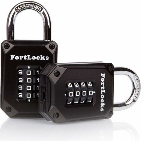 Lot de 2 cadenas de casier de salle de sport – 4 chiffres, robuste, en acier inoxydable trempé, résistant aux intempéries et cadenas à combinaison pour l'extérieur – Chiffres faciles à lire