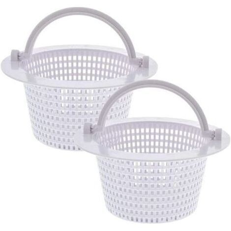 Panier rond pour skimmer de piscine hors sol, avec poignée pour Un Retrait Facile, Paquet de 2 - Diam 16 cm - Blanc..