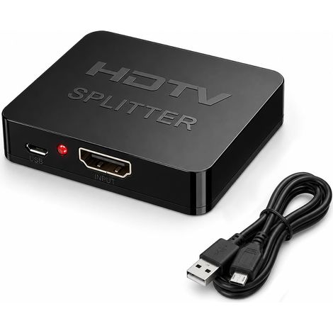 HDMI Splitter 1 Entrée 2 Sorties 4K@30Hz, Adaptateur Répartiteur HDMI 1 vers 2 Identiques Double Ultra HD avec Alimentation USB pour TV Moniteur Projecteur Console Jeux PC Home Cinéma Mode Miroir (1/5)