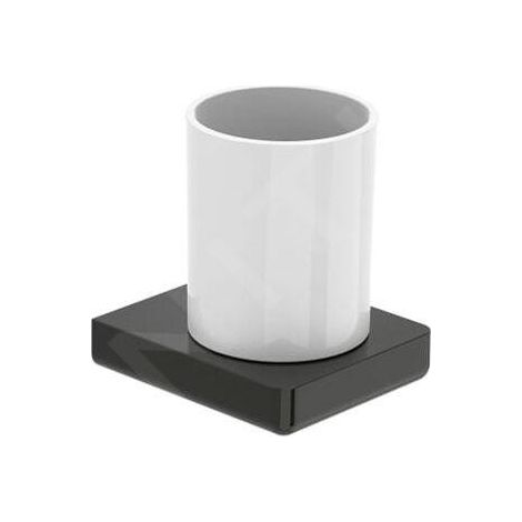 Roca Tempo - Verre pour brosses à dents et dentifrice avec un support, noir A817021CN0 (1/2)