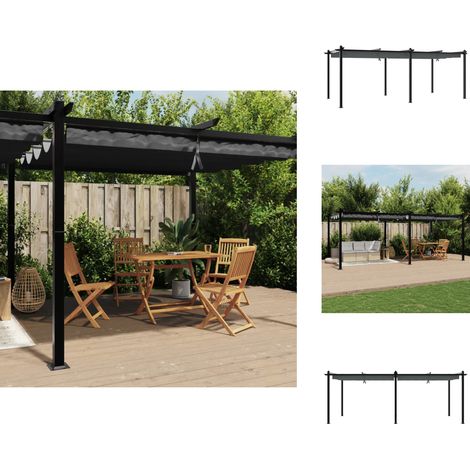 Gartenpavillon mit Ausziehbarem Dach Anthrazit 3x6 m Aluminium - Pavillon - Gartenzelt - Outdoor Möbel - Gartenhaus - Terrasse (1/5)