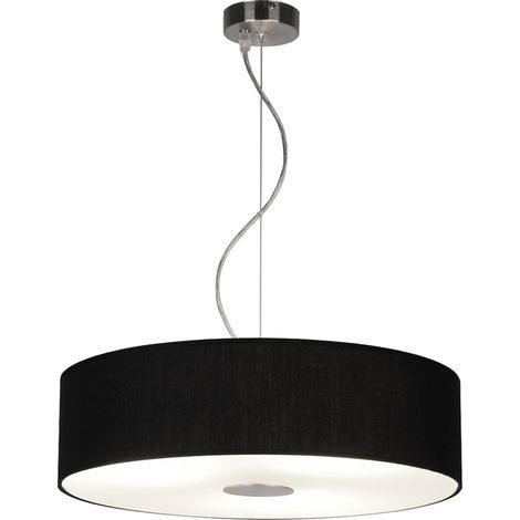 Textil Schirm Decken Pendel Lampe Wohn Ess Zimmer Beleuchtung Glas Hänge Leuchte schwarz LEDINO 50230000001022