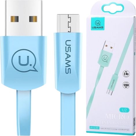 Cable plano microUSB USAMS U2 de 1,2 m azul/azul SJ201MIC04 (US-SJ201)