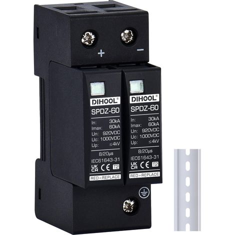 Parafoudre Solaire photovoltaïque DC 1000V, Protecteur de surtension 2P 60kA (1/5)