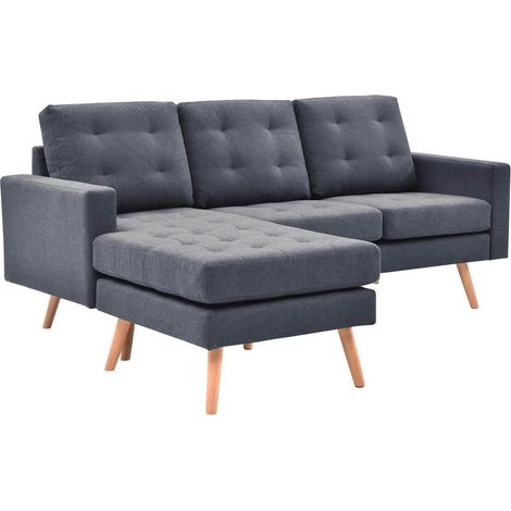 KULMA - Canapé d'Angle Réversible Gris Foncé Capitonné (1/5)