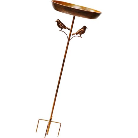 Baignoire autoportante pour oiseaux pour espaces extérieurs de 81,3 cm, design en métal, grande gamelle, mangeoire, piquet en métal, accessoires d'observation (1/4)