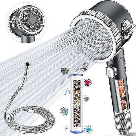 Pommeau de douche filtrant anticalcaire - Pommeau de douche haute pression avec flexible de 2 m, ensemble de pommeau de douche filtrant pour salle de bain à économie d'eau z
