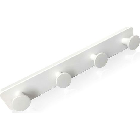 (Lot de 1) Porte-manteau mural blanc à 4 crochets - Robuste et facile à installer - Support original pour couloir (1/5)