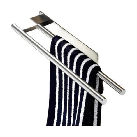 BUNTHAUS Doppelter Wandhandtuchhalter 39 cm, aus Edelstahl 304, bohrfreie Montage, ideal für Bad und Küche (silber) (1/5)